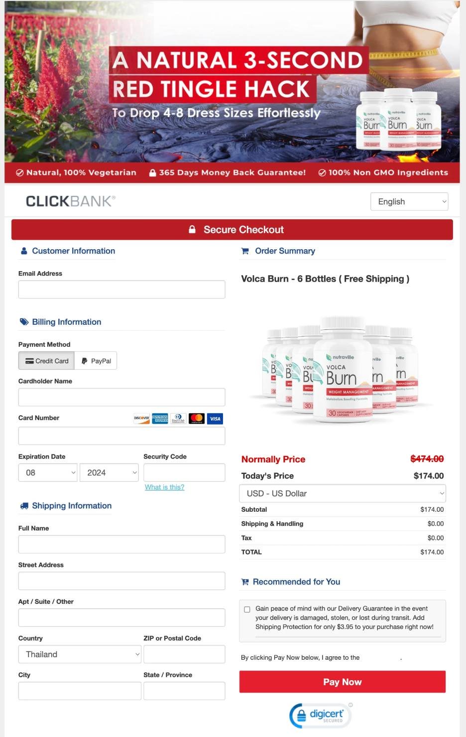 Secure checkout for online purchase